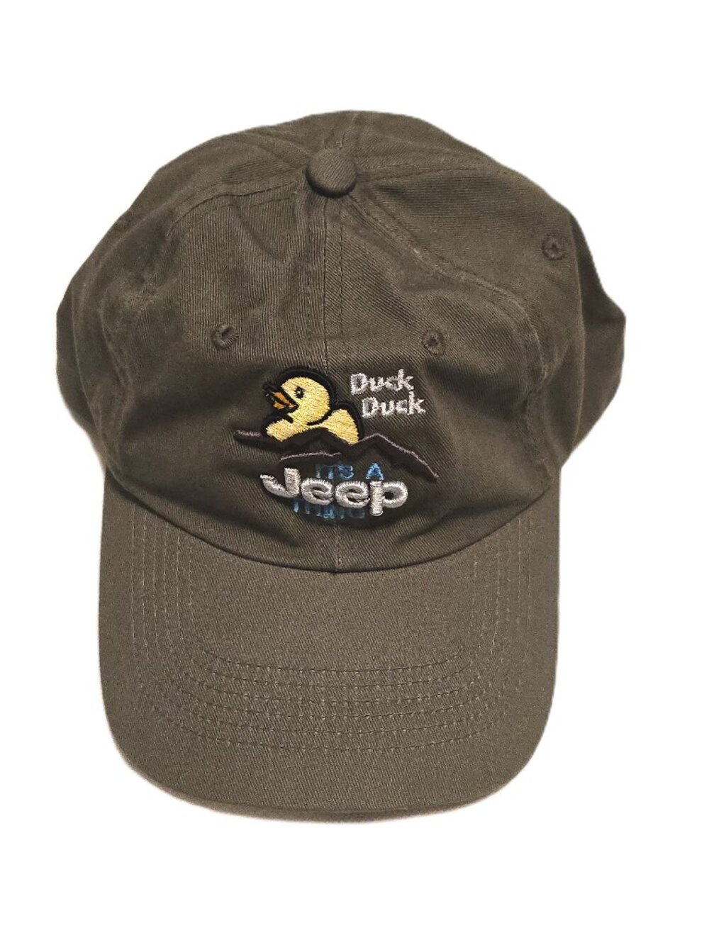 Duck Duck It's a Jeep Thing Ballcap Hat Khaki Green Hook Loop GWT116 Low Crown